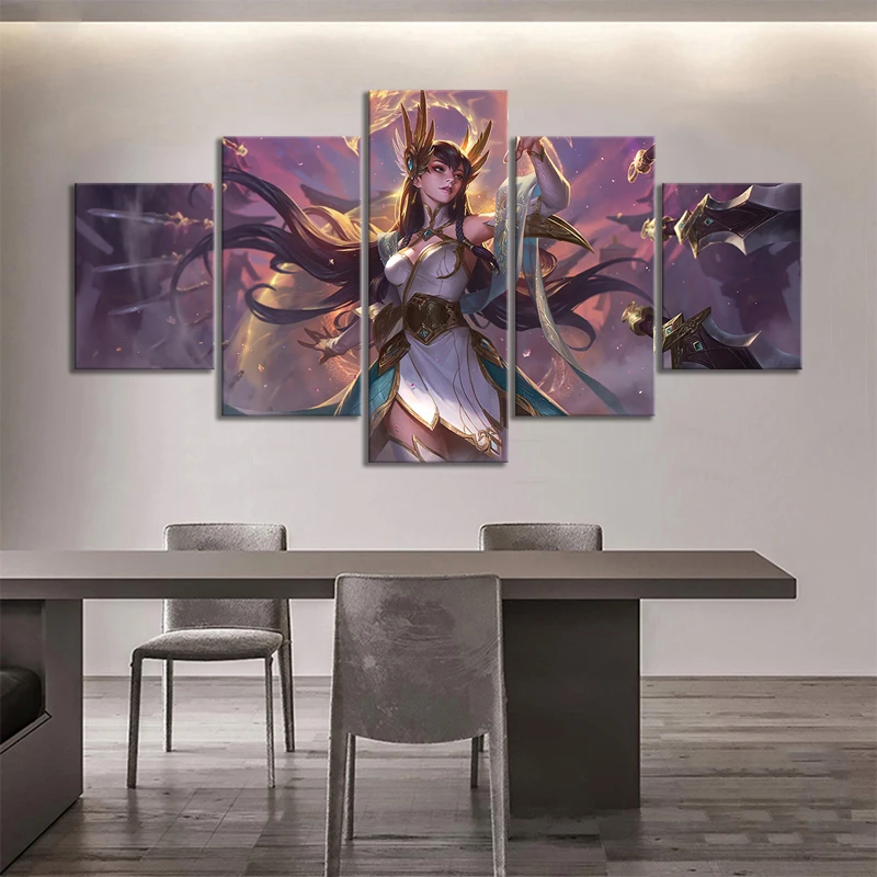 

5 Pcs League of Legends Irelia Game Anime Modular Posters Wall Art Pictures Home Decor Canvas Paintings Living Room Accessories