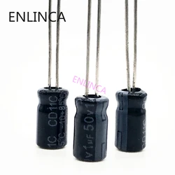 50pcs/lot P91 high frequency low impedance 50V 1UF aluminum electrolytic capacitor size 4*7 1UF 20%