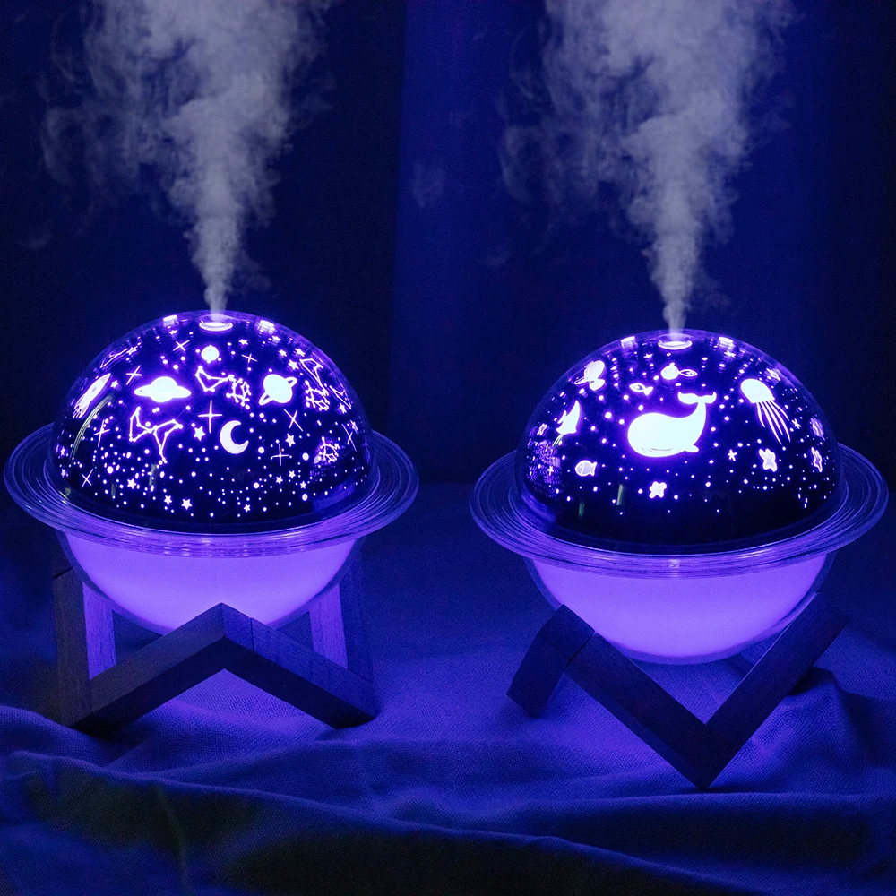 2024 New 250ML Universe Ocean Projector Lamp Humidifier USB Mini Home Office Desktop Room Bedroom Air Humidifiers Diffuser