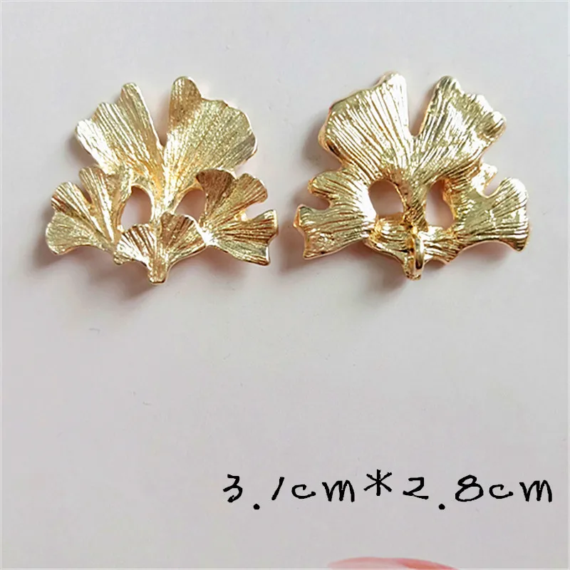 10pcs/lot New Alloy Gold Leaf Pendant Buttons Flatback Ornaments Jewelry Earrings Choker Hair DIY Jewelry Accessories Handmade