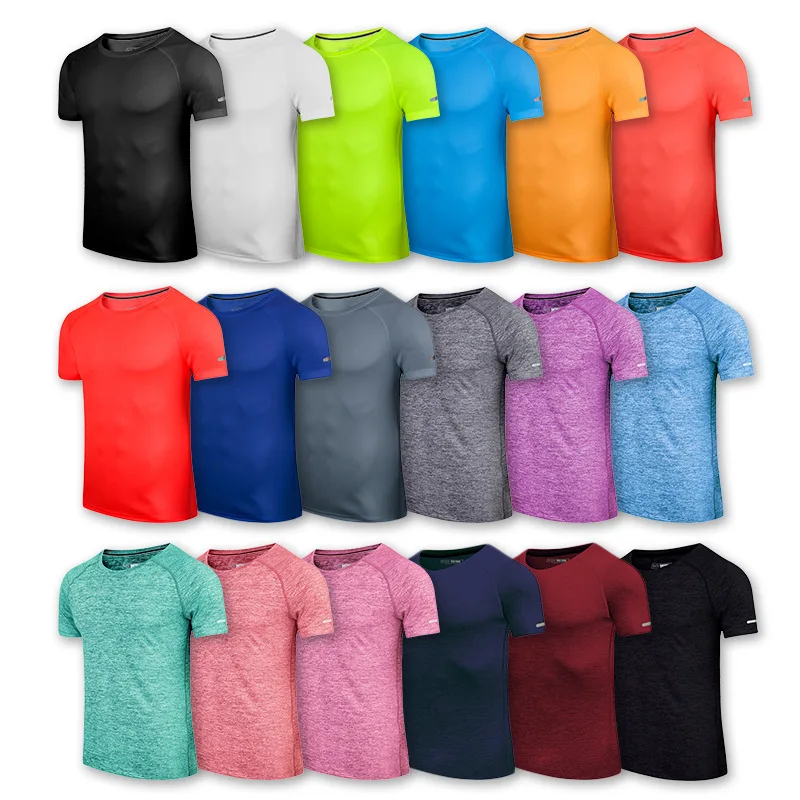 

Men Kids Women Workout T Shirts Quick Dry elastic Short Sleeve Outdoor Training Sportswear Breathable Running Bodybuilding Shirt