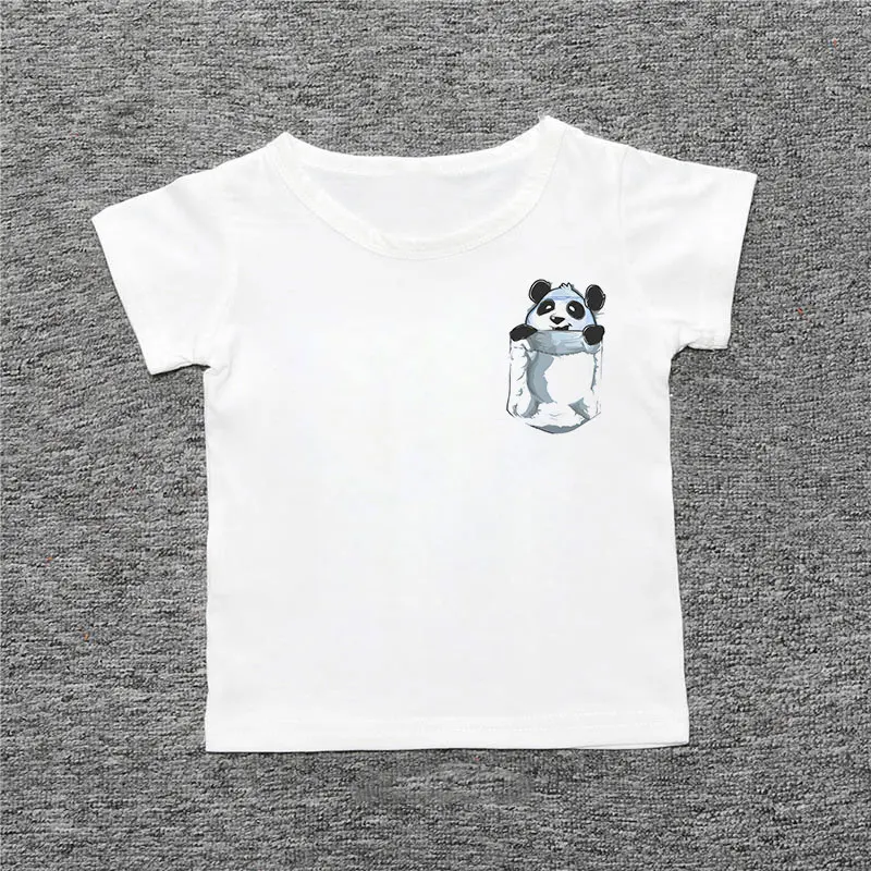 2020 Summer New Tops Novel Boy T Shirts For Children Fun Chest Animal Girl T Shirts White Simple Chest Print O-neck Kids T Shirt