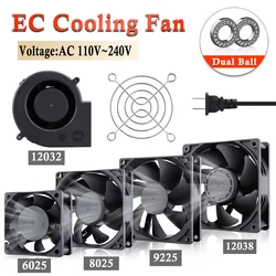 1Pcs Gdstime AC 110V 120V 220V 230V 240V Dual Ball Axial Fan 60mm 80mm 90mm 120mm EC Brushless Computer Case Cooler Cooling Fan