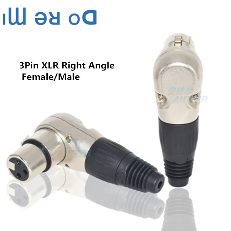 New 3-core  Cannon Male  Female plug microphone 3-pin 90 Right Angle connector Canon male female XLR audio plug high quality