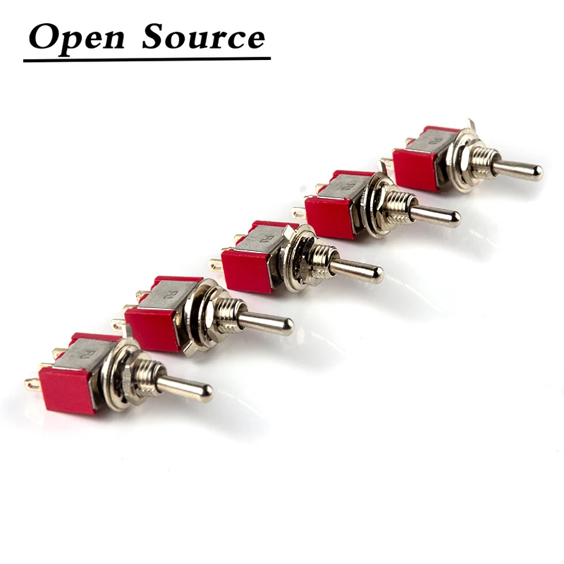 5Pcs Miniature Toggle Switch Single Pole Double Throw ON-OFF-ON /ON-ON 120VAC 6A 1/4 Inch Mounting MTS-102 103 202 203