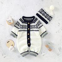 Baby Rompers Long Sleeve Infant Boys Girls Jumpsuits Caps Outfits Clothes Autumn Winter Knitted Newborn Toddler Sweaters Costume