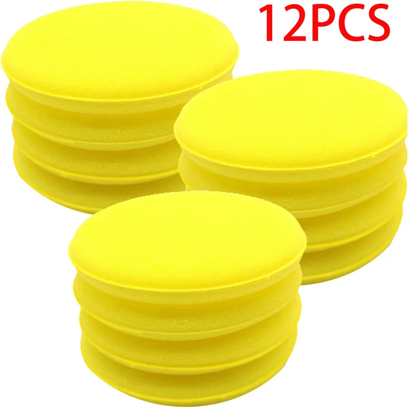 12PCS Car Foam Sponge Wax oam Wax Applicator Pads Cleaning Pads Applicator Round Car Polishing Waxing Sponge Car Detailing