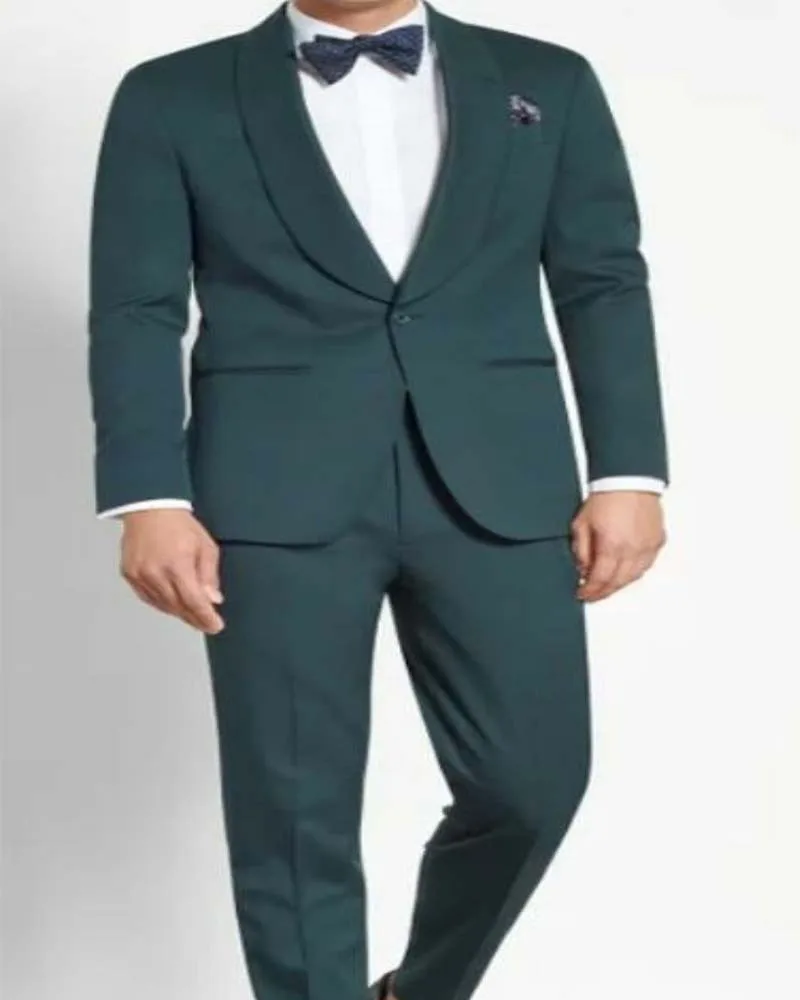 

Dark Green Coat Pants Men Suits 2pcs Shawl Lapel Business Casual High-quality Men's Suits Wedding Tuxedos(Jacket+Pants)Costum