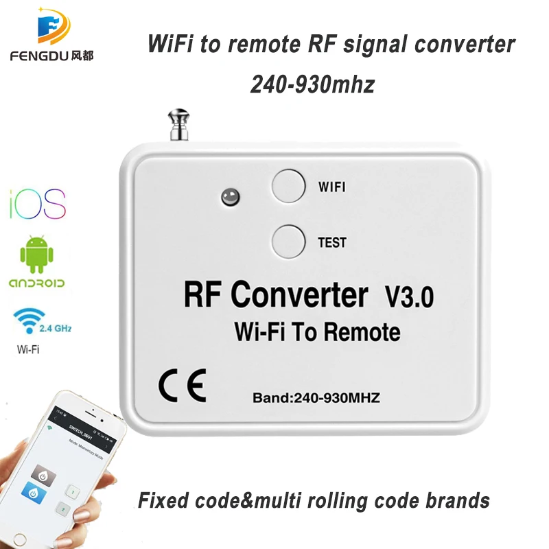 WiFi switch remote control 433MHz 868MHz WiFi to RF Converter multi frequency rolling code Socket Relay module Breaker remote