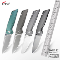 Enlan EW099 AUS-8 Blade Folding Knife Titanium Handle Outdoor Camping Hunting Survive Ball Bearing Pocket Fruit Knives EDC Tools