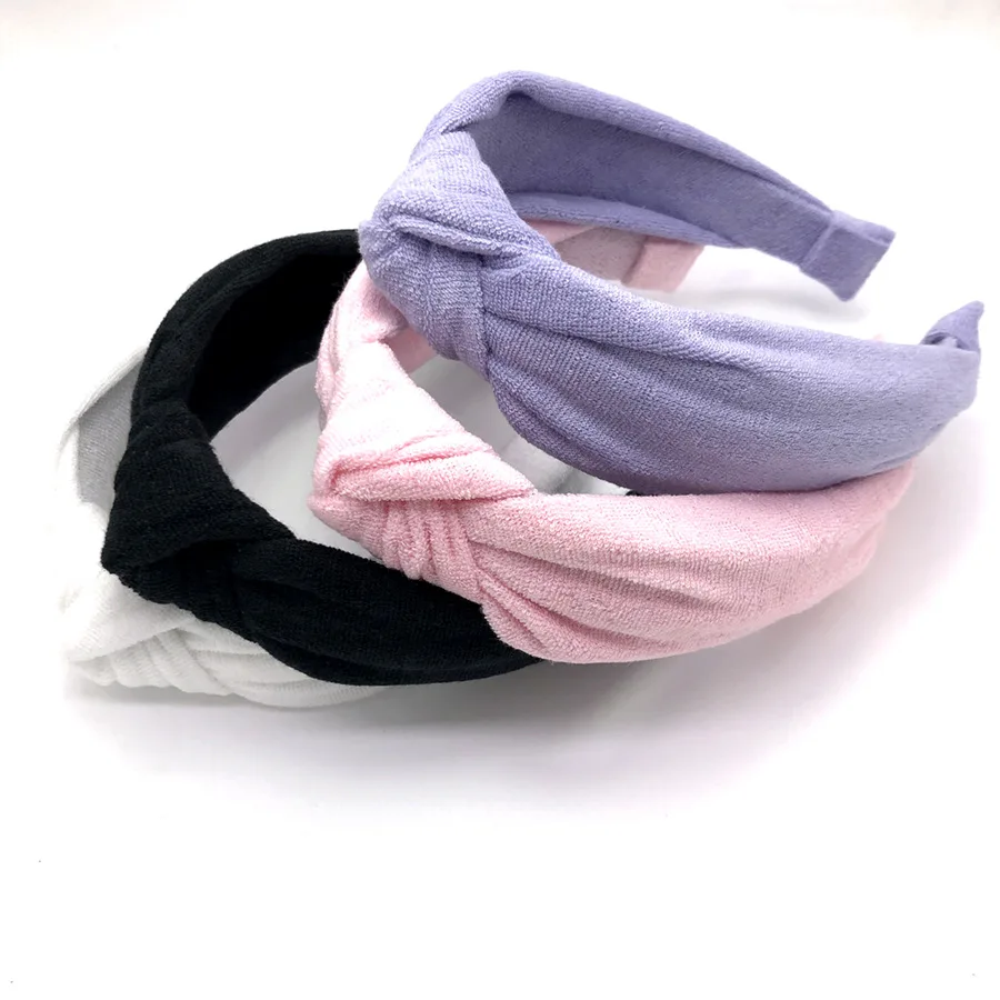 

New Microfiber Towel Knotted Hairband Sports Hair Drying Headband Women Wide Solid Bow Hair Hoop Headwrap For Washing Bath