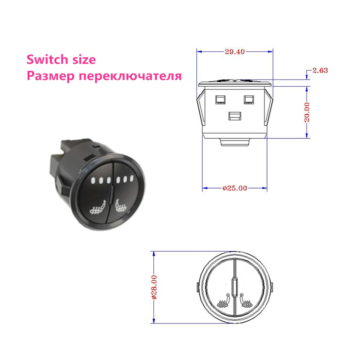 2 Seats 4 Pads Universal Carbo n Fiber Heated Seat Heater 12 V Pads Universal Two-Step Switch Winter Warmer Seat Covers