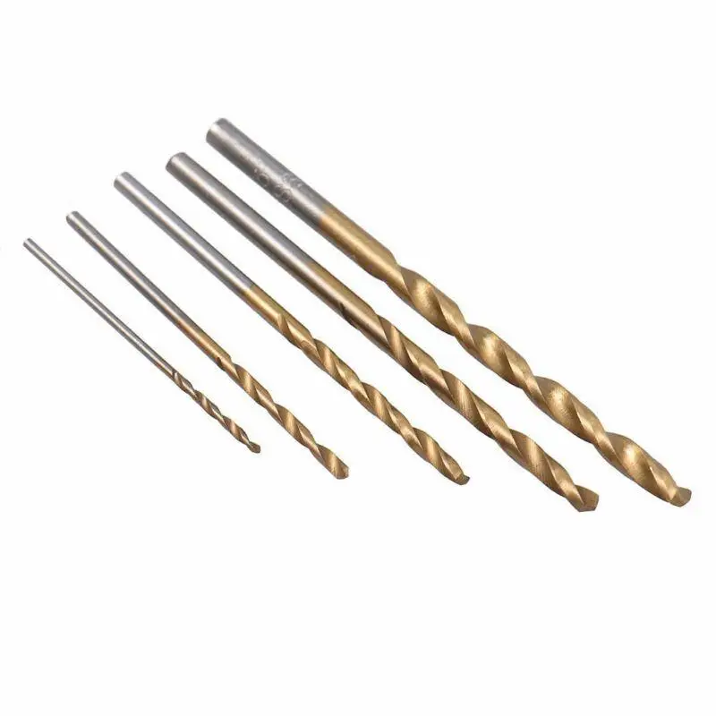 50Pcs 1/1/2/2//3mm punte elicoidali rivestite in titanio punte elicoidali in acciaio ad alta velocità per la lavorazione del legno plastica e alluminio