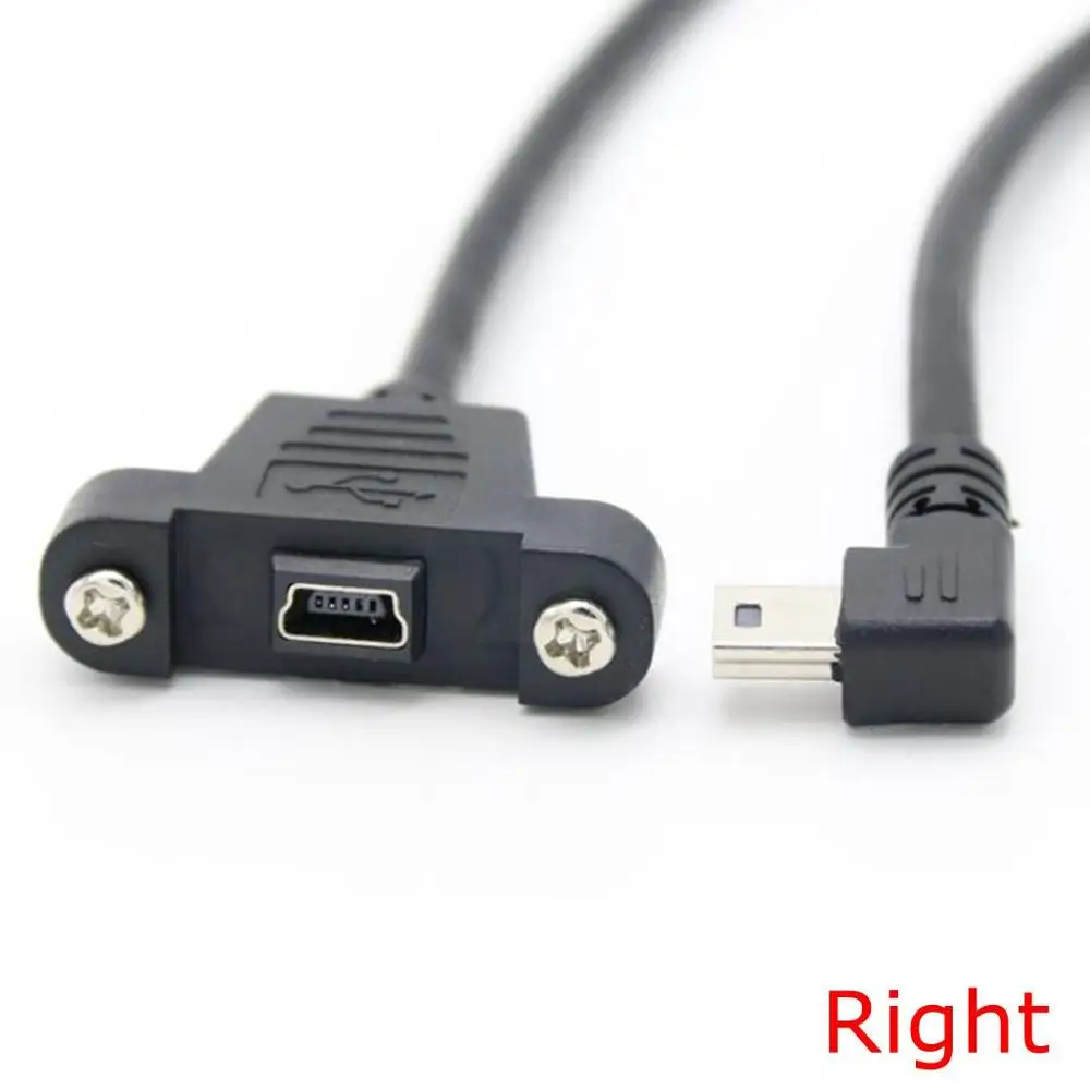 Mini USB Up Down Left Right Angled Elbow mini USB B 5pin 2.0 Male to Female Extension Cable 30cm 50cm With Panel Mount Hole 30cm