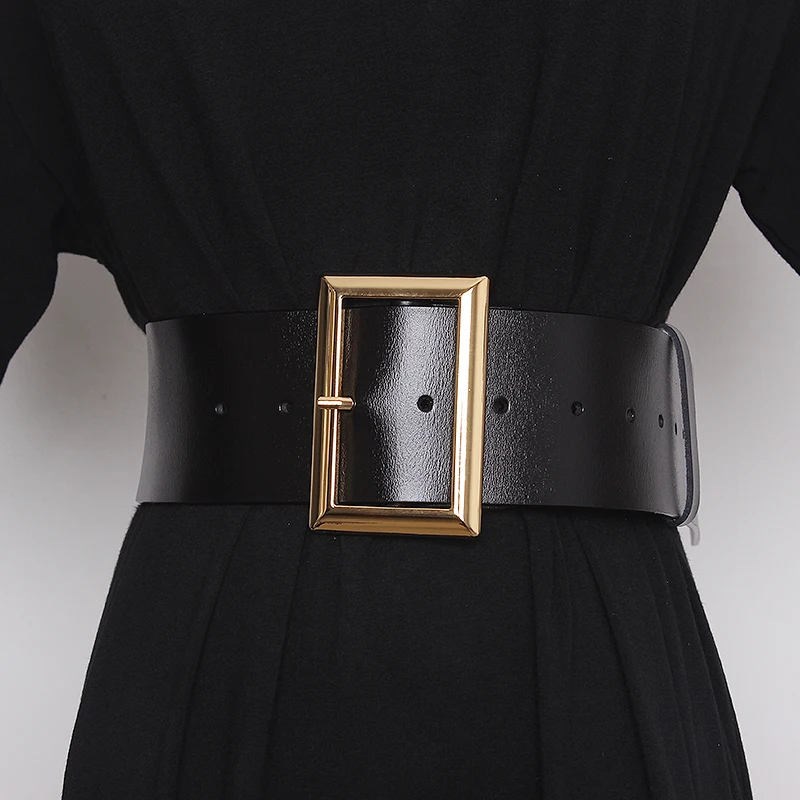 Women Wide Belt Harness Fashion Vintage Waist Big Pin Buckle Belts Jeans Red Black Ladies Dress Leather Corset Belt Waisband