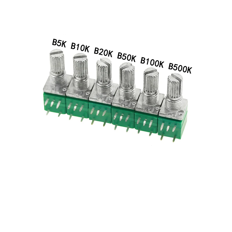 10PCS/LOT RV097NS Amplifier Sealing Potentiometer 5K 10K 20K 50K 100K 500K With Switch Audio 5PIN Shaft 15mm RV097N RV097