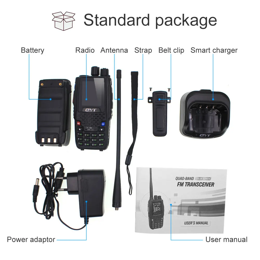 QYT KT-8R Walkie Talkie 5W 3200mAh Quad Band Handheld Amateur Radio Station intercom KT8R Color Display  FM transceiver