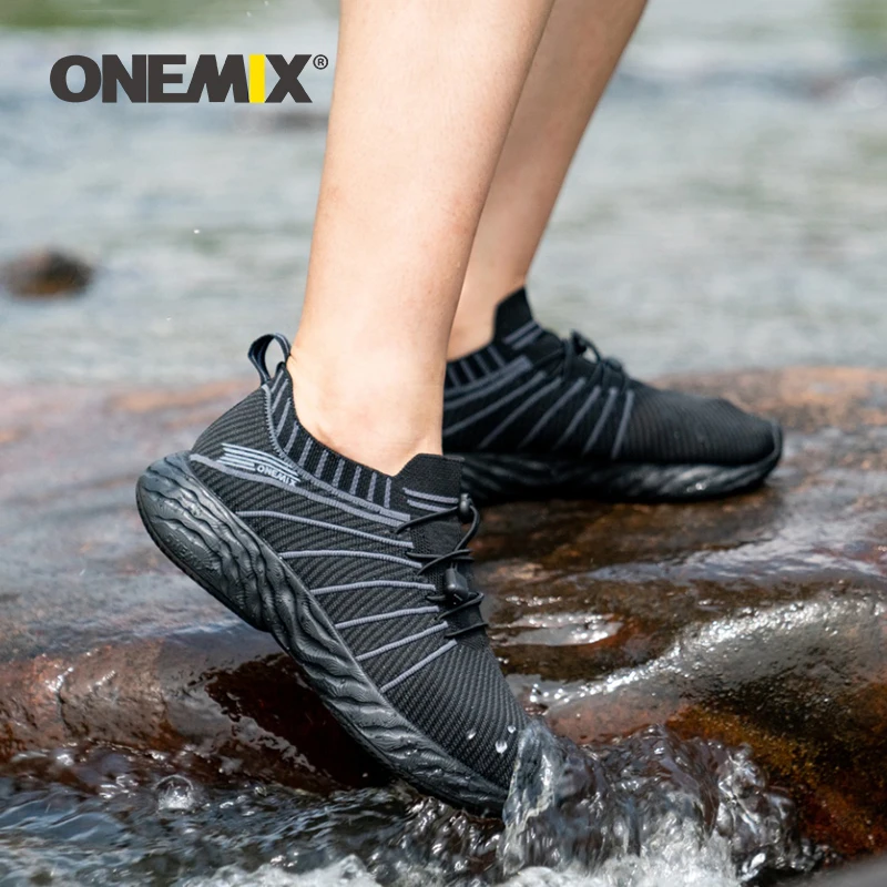 ONEMIX Woman Waterproof Outdoor Running Shoes Water Quick Drying Barefoot Lightweight Surf Sneakers Men Comfortable Beach Shoes