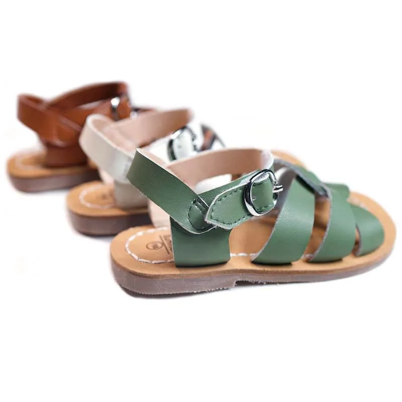 Cowhide Children saltwater sandals High-grade Genuine Leather Girls Beach sandals Non-slip Sole Boys shoes 6T