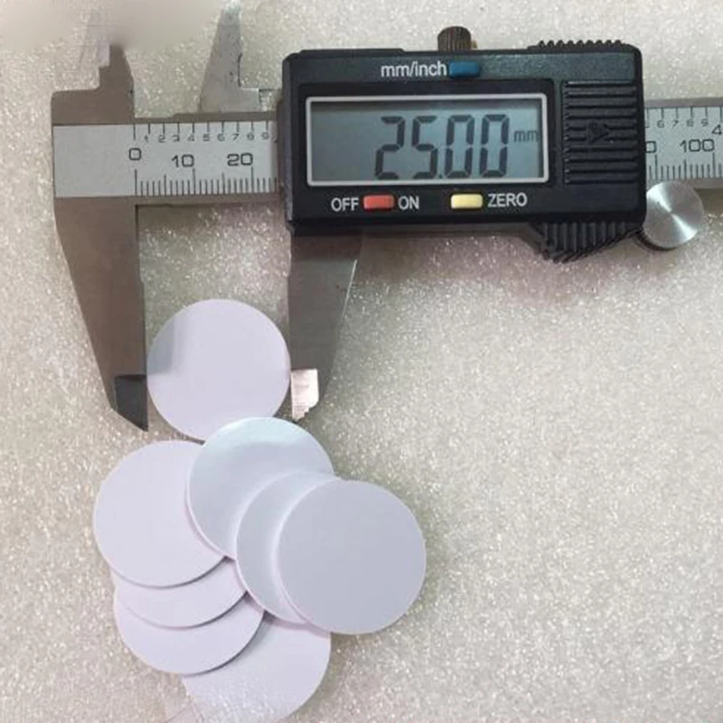 100pcs Diameter 25mm 13.56MHz ISO15693 Round IC Icode2 Coin Cards Anit-Metal RFID PVC Stickers