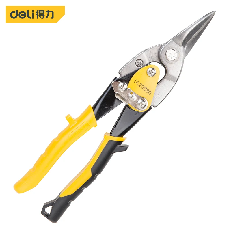 

deli 250mm Tin Sheet Metal Snip Industry Shear Work Iron Household Tool Industrial Aviation Scissor Plate Cut Aviation Snips