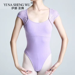 New Ballet Dance Lace Leotard For Women Girls Gymnastics Leotards Dancewear Clothing Lace Splice Cutout Back Ballet Dance Female