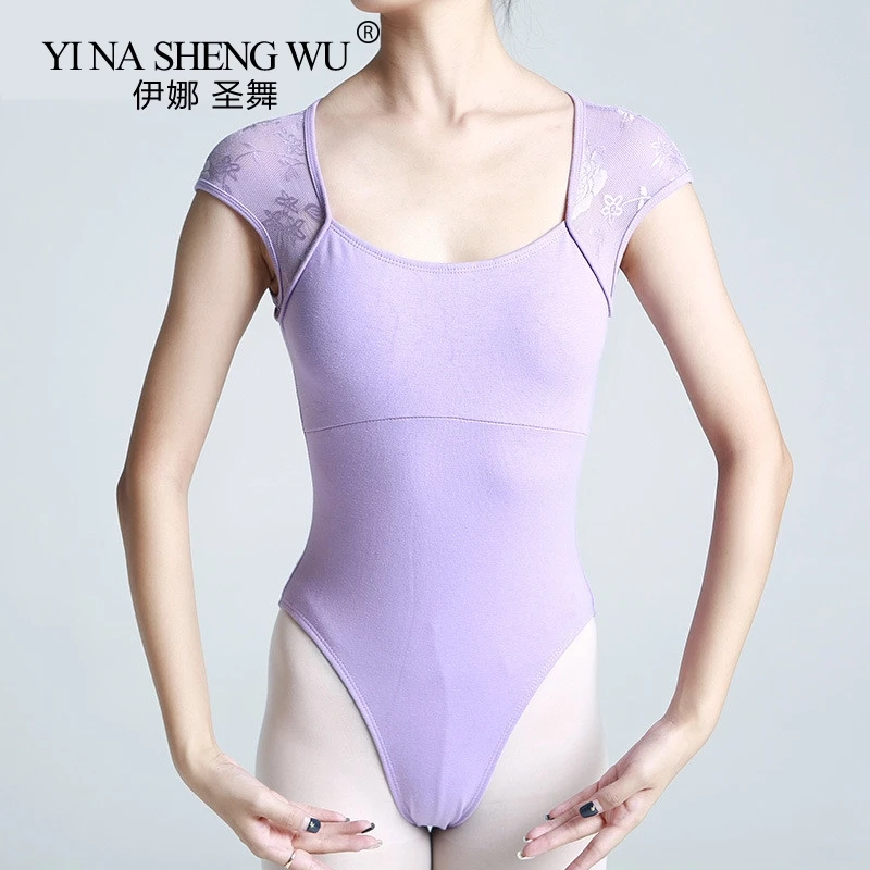 New Ballet Dance Lace Leotard For Women Girls Gymnastics Leotards Dancewear Clothing Lace Splice Cutout Back Ballet Dance Female