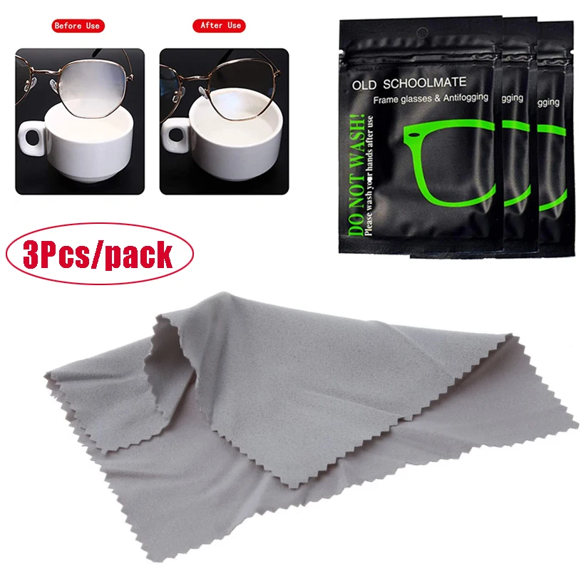 3Pcs/pack Nano Anti-fog Glasses Cloth Reusable Glasses Wipes Lens Cloth Defogger Eyeglasses Wipe Pre-moistened Wiping