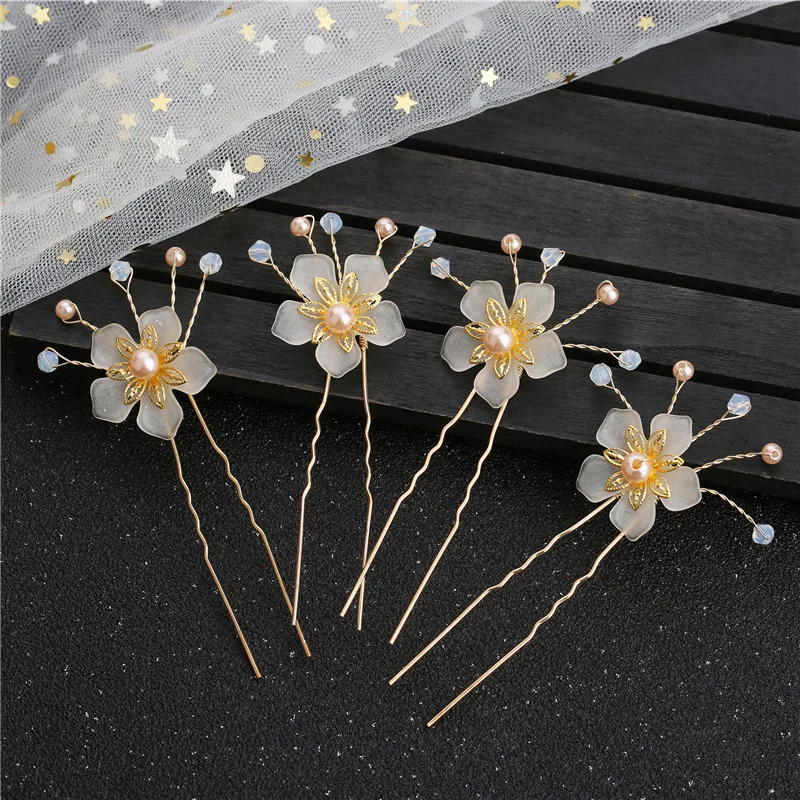 NiuShuya-Pinza para el pelo hecha a mano con borla de Hanfu y flores, peine de estilo antiguo, accesorios para el cabello, accesorio de Cosplay diario, decoración para mujeres y niñas