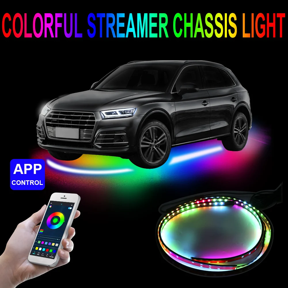 Car-styling APP Control Car Chassis Neon Atmosphere Light Car UnderglowLED Light Waterproof RGB Multicolor LED Strip