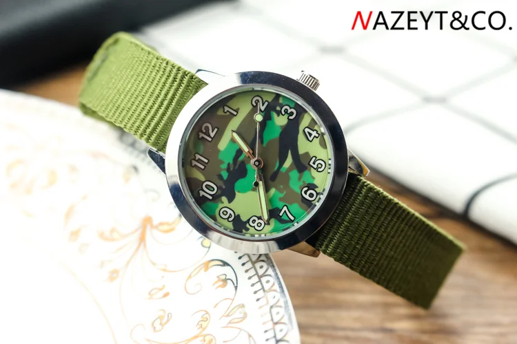 Montre de sport de plein air pour enfants, petits garçons et filles, cadran de Camouflage, mains lumineuses, bracelet en toile, horloge cadeau à quartz