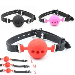 Boule de bâillon en silicone souple pour couples, équipement de bondage ChevBDSM, bouche ouverte fétiche, jouets sexuels respirants, accessoires de cosplay