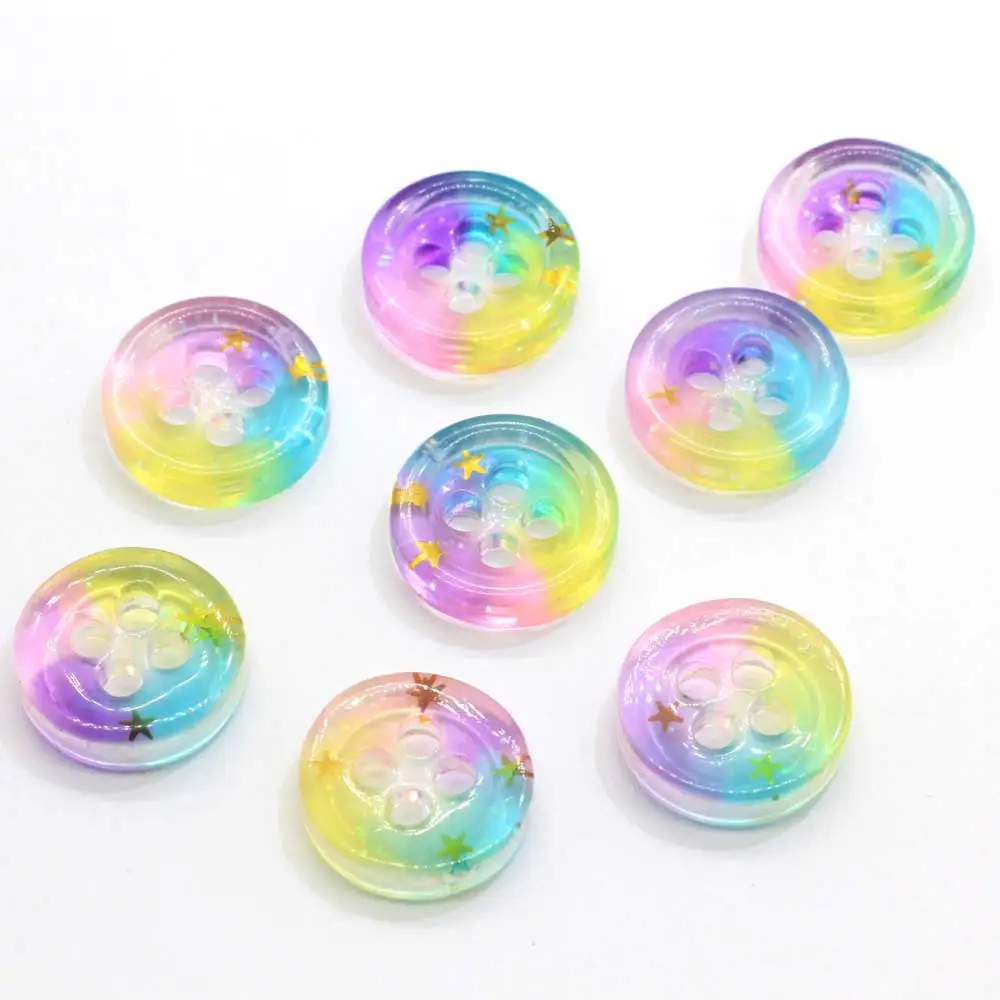 50/100pcs 15mm Mixed Colors Flat Round Coin Glitter Botton Colorful Edge Shirt Buttons for Clothing Children Diy Craft Sewing Su