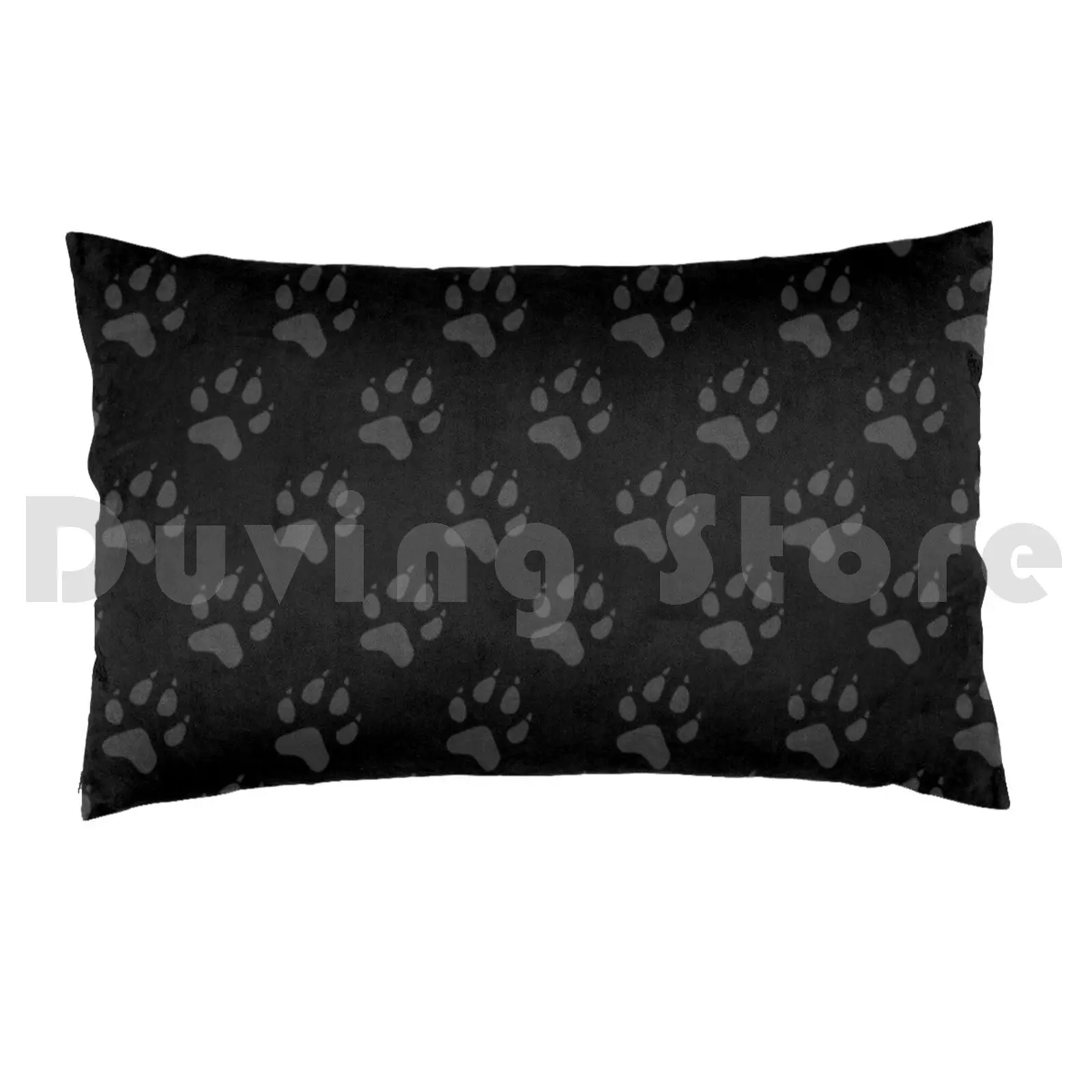 Paw Pattern ( Grey And Black ) Pillow Case 20*30 Inch Pattern Patterns Danibeez Danibeezdesign Paw Pattern Paw Paws