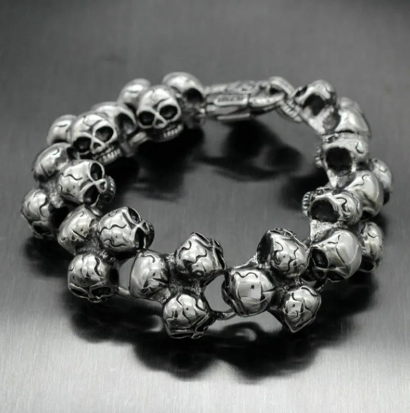 Domineering Fashion Skull Bracelet Men Hip Hop Bracelet Rock Party Jewelry Gift