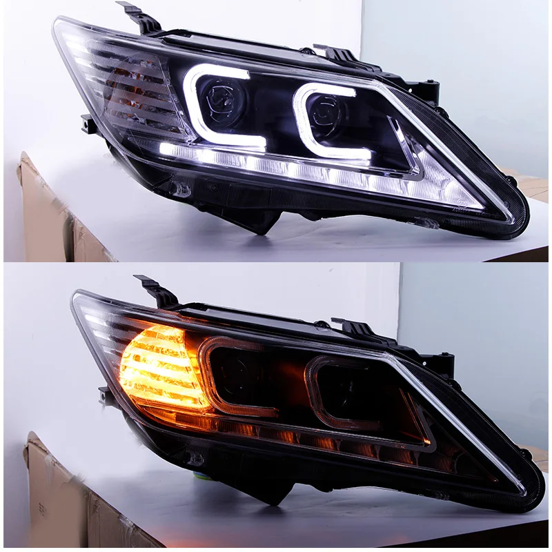 Lampu Depan untuk Toyota Camry 2012 2013 2014 Lampu Depan LED Camry Aksesori Bi Xenon Lampu Kepala Tersembunyi DRL