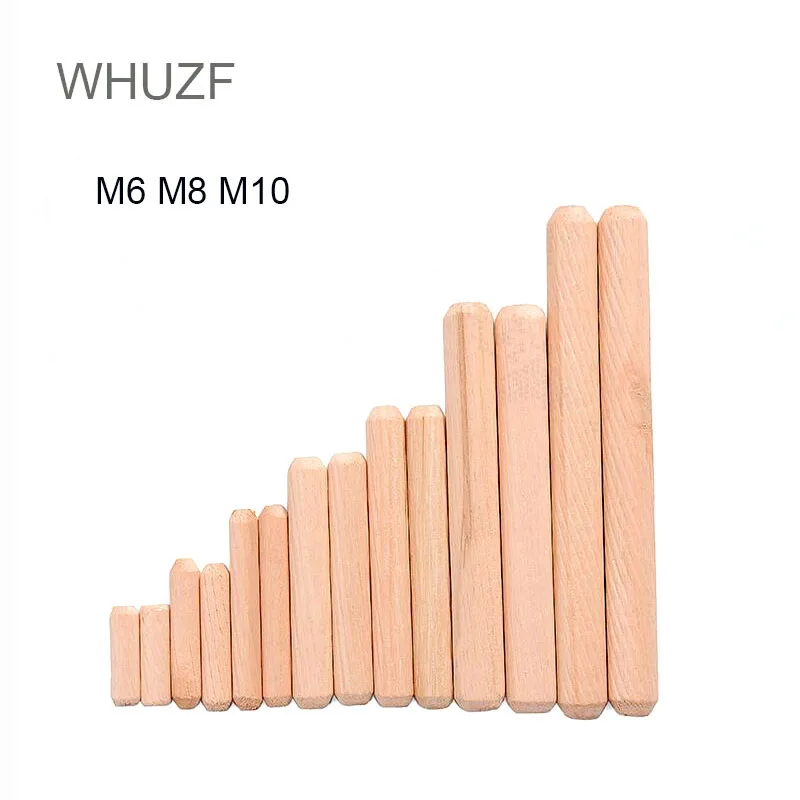 WHUZF 50/100pcs M6/8/10mm Wooden Dowel Cabinet Drawer Round Fluted Wood Craft Pins Rods Set Furniture Fitting Wooden Wowel Pin