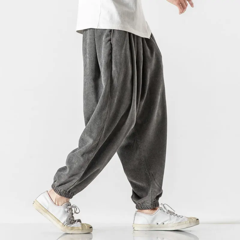 Pantalones bombachos de pana para hombre y mujer, pantalón de chándal informal de algodón de talla grande, ropa de calle a la moda, envío directo,