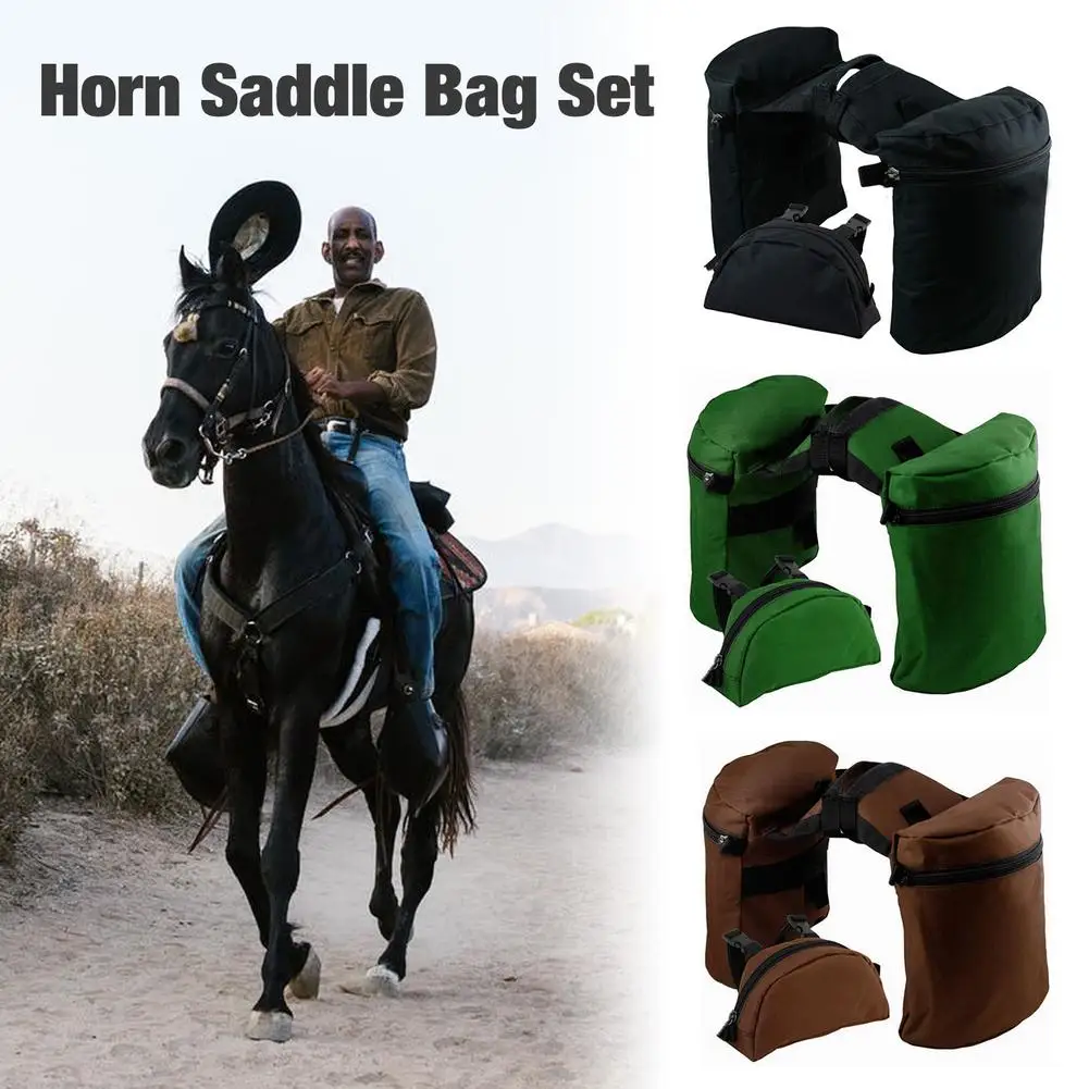 Large Capacity Horn Saddle Bag Set Durable Pommel Saddlebag Combo For Equestrian Sports ​outdoor Riding