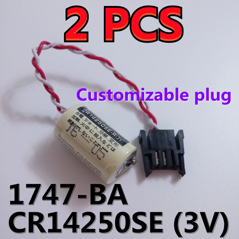 

2 PACK Orignal NEW PLC Industrial Control CR14250SE CR14250 14250 3V Lithium Battery With Black Plug 1747-BA