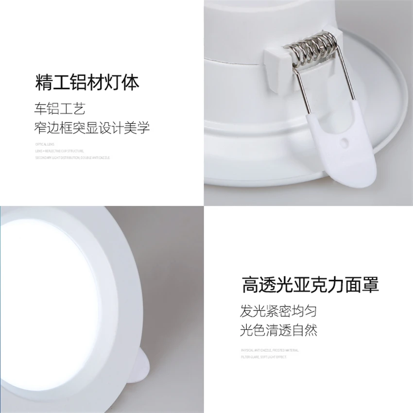 LED modern embedded household ceiling lights living room ultra-thin hole ceiling lamps aisle hotel round bedroom deco lighting