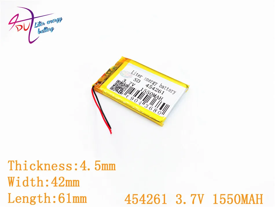 454261 3.7V 1550MAH Lithium Polymer Li-Po li ion Rechargeable Battery cells For Mp3 MP4 MP5 GPS mobile bluetooth