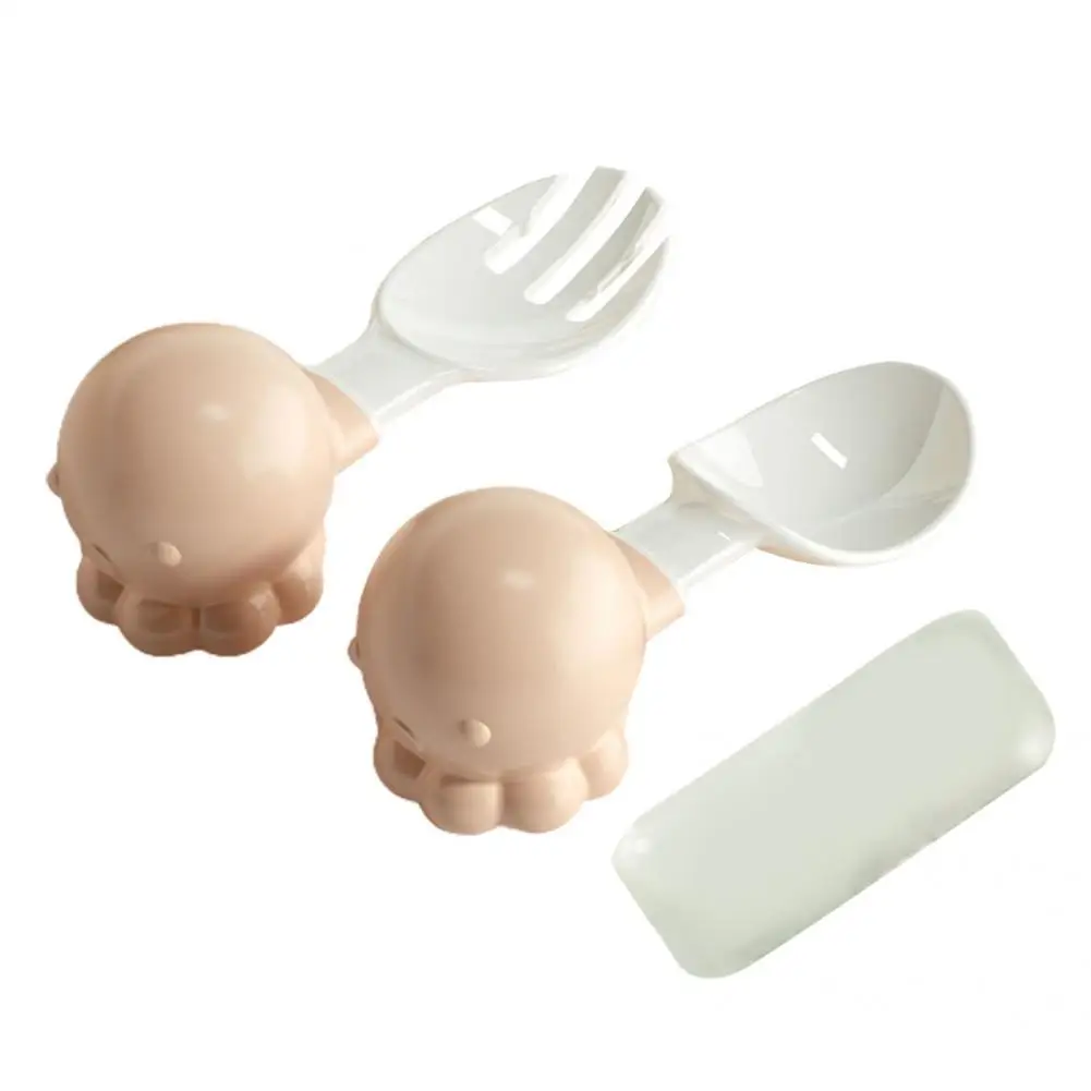 

1 Set Novel Food Spoon Convenient Silicone Toddler Spoon Decorative Portable Baby Fork Scoop