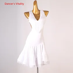 Latin Dance Competition Clothing for Women Latin Fringed Skirt Customzied Child Female Latin Dress Rumba Dance Stage Outfit