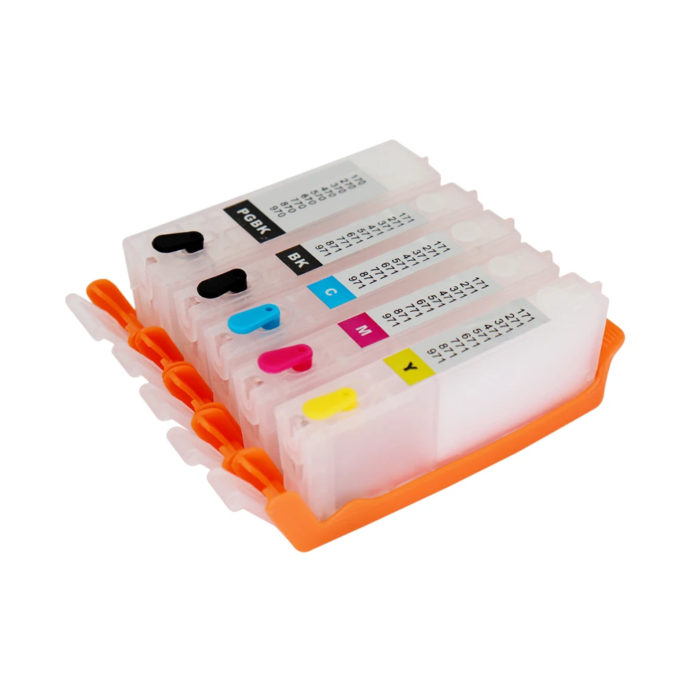 Jetvinner 5-color Refillable Ink Cartridge 170 171 With Auto Reset Chips for Canon PIXMA MG6810,  MG5710 Printers