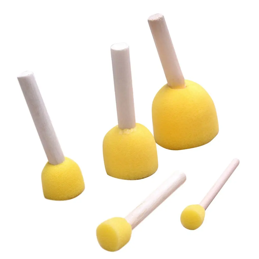5 Pieces Kids Paint Sponge Craft Early Educational Children Painting Brushes Learning Teaching Toy Stamp Drawing Toys