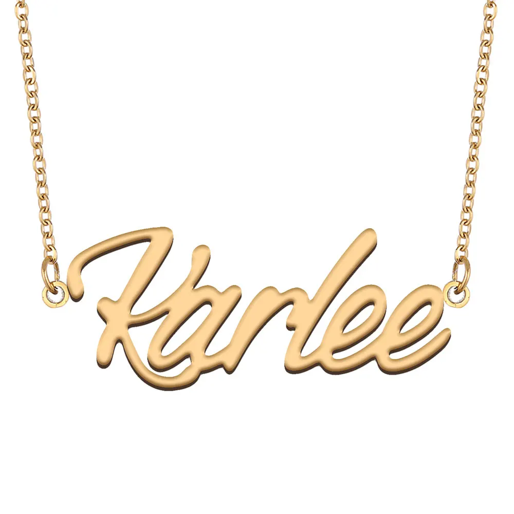 

Karlee Name Necklace Women Personalized Stainless Steel Jewelry Gold Plated Nameplate Pendant Femme Mothers Girlfriend Gift