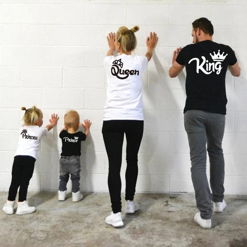 Family matching clothes Cotton T-shirt family look King Queen Princess Prince Father Mother Daughter Son Clothes baby girl Tops