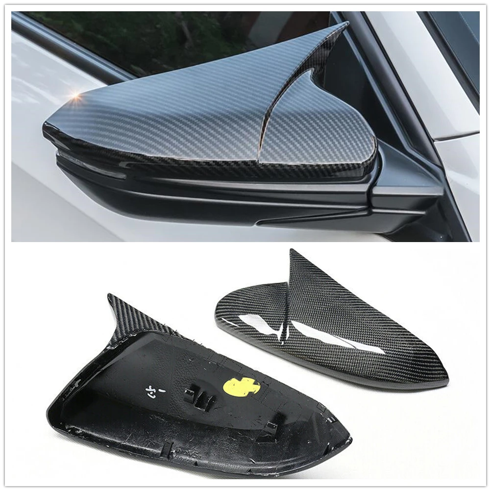 

For Honda Civic 10th 2016+ Carbon Fiber Mirror Cover Replacement Car Exterior Door Side Rear View Case Reverse Cap Shell Clip On