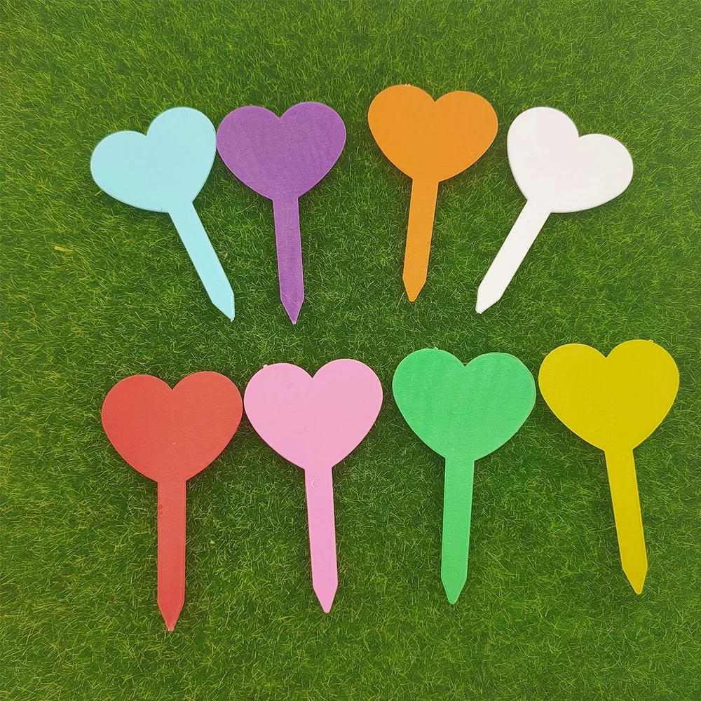 2 tipo di giardino piantare Tag anello gancio marcatori per alberi segno a forma di cuore 10 colori plastica impermeabile riutilizzabile etichetta